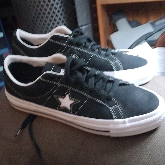 Converse Cons One Star Pro Suede, Black and White Sneakers - Picture 1 of 6